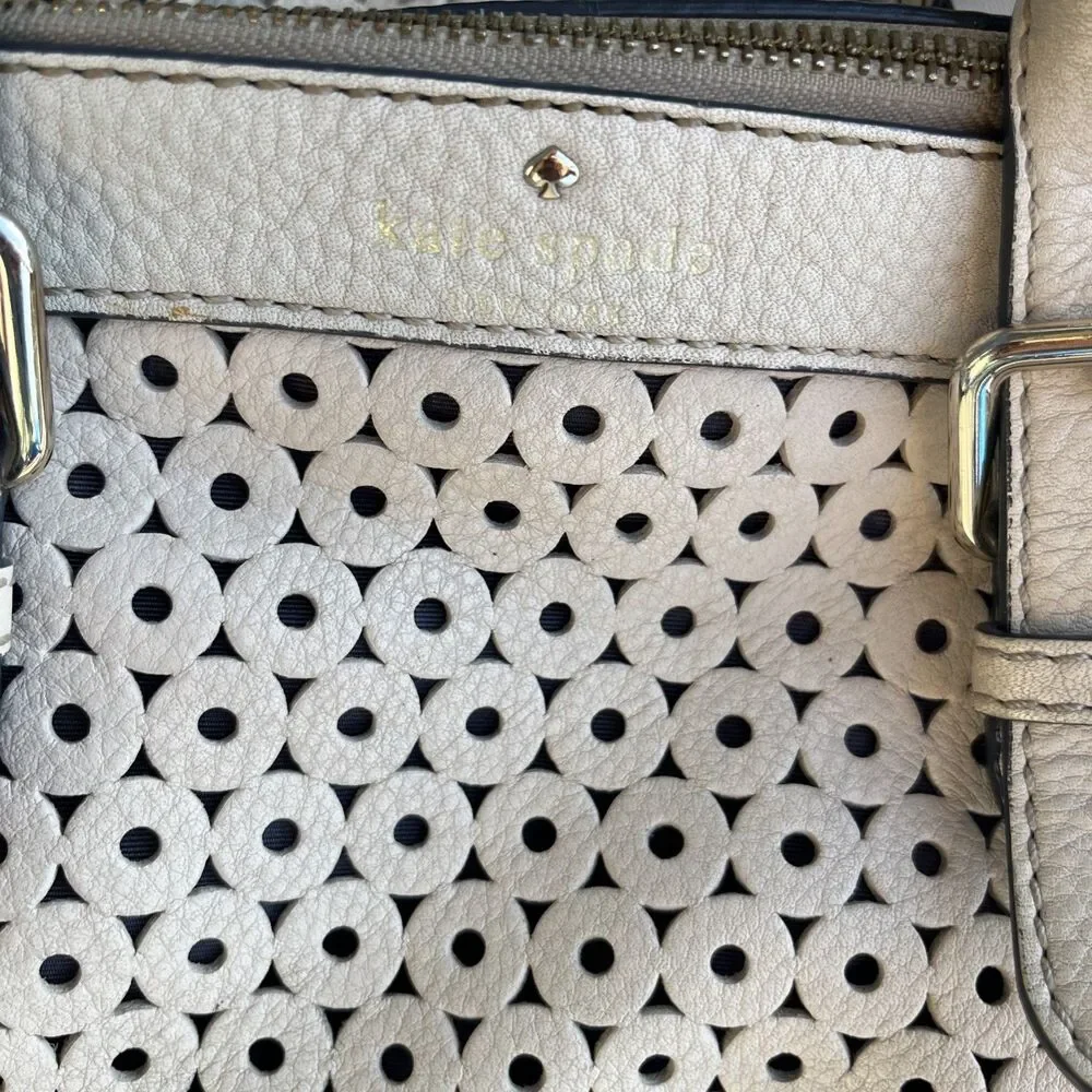 KATE SPADE Women's Leather Mercer Isle Salian Crossbody Satchel Handbag Cream